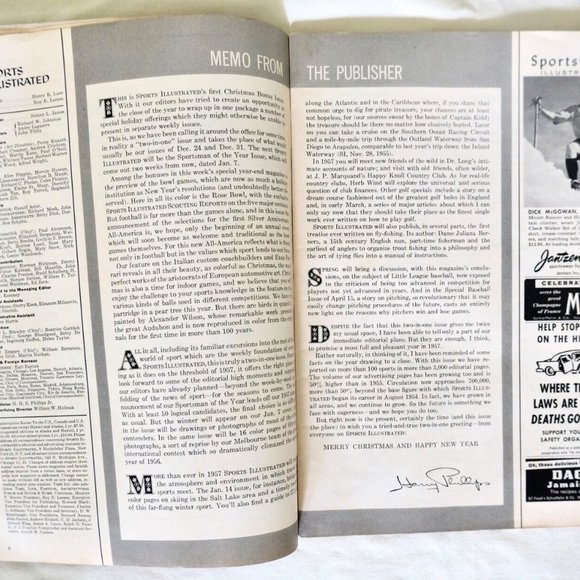 VINTAGE 12/24/1956~ SPORTS ILLUSTRATED MAGAZINE~CHRISTMAS BONUS ISSUE - Picture 8 of 9